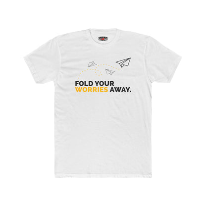 Paper Plane Tee — "Fold Your Worries Away" Cotton Crew Shirt