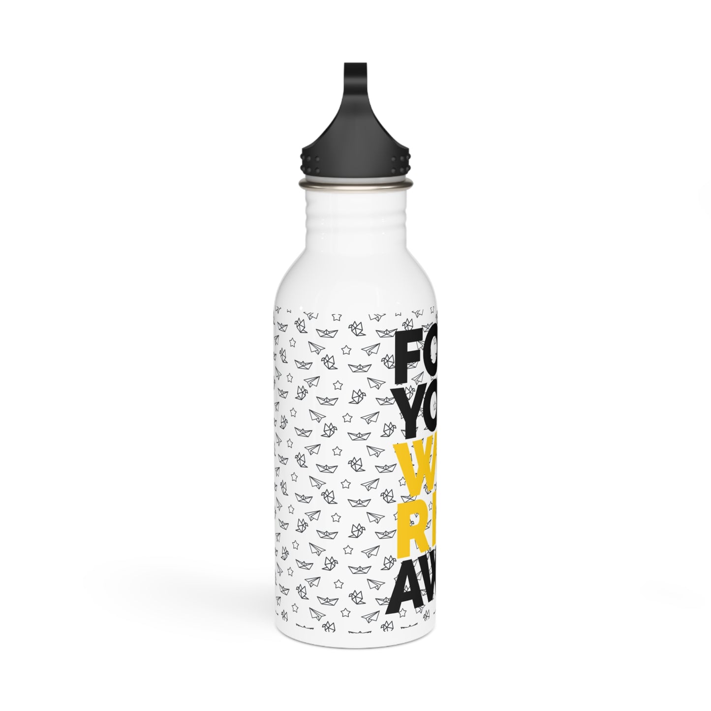 Fold Your Worries Away Stainless Steel Water Bottle — Inspirational Travel Bottle