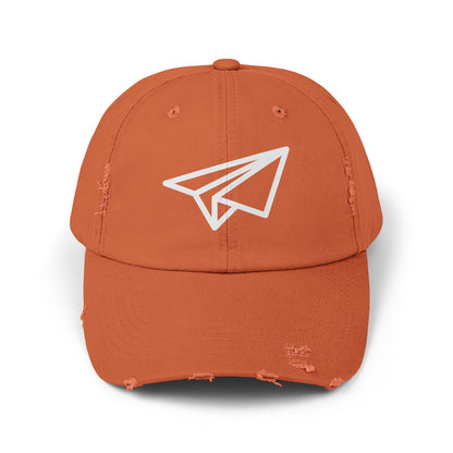 Distressed Paper Airplane Cap — Vintage Travel Baseball Hat