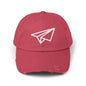 Distressed Paper Airplane Cap — Vintage Travel Baseball Hat