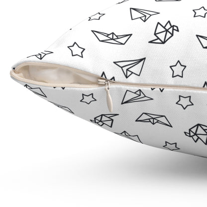 Paper Airplane Pattern Decorative Pillow — Kids’ Whimsical Nursery Accent