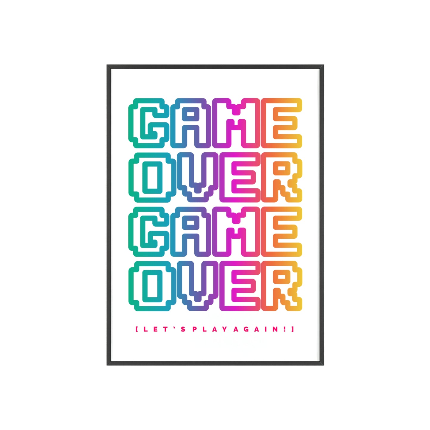 Game Over Poster with Wooden Frame — Retro Pixel Typography Wall Art (Let’s Play Again!)