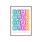 Game Over Poster with Wooden Frame — Retro Pixel Typography Wall Art (Let’s Play Again!)