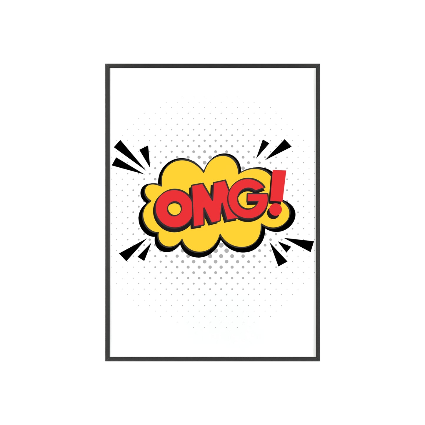 Comic "OMG!" Poster with Wooden Frame — Pop Art Wall Decor