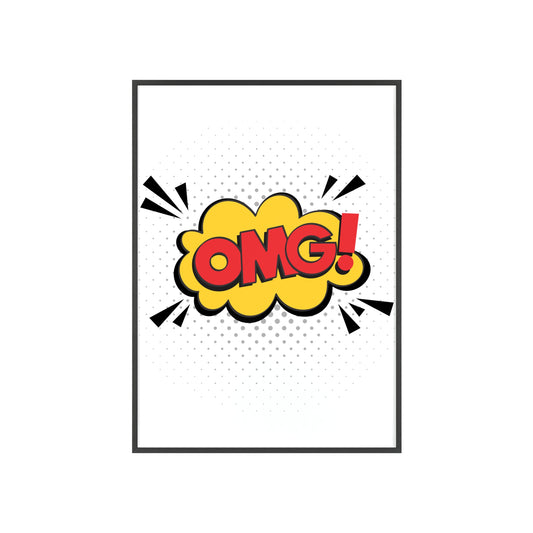 Comic "OMG!" Poster with Wooden Frame — Pop Art Wall Decor