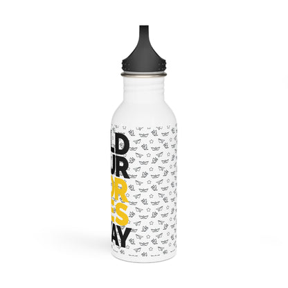 Fold Your Worries Away Stainless Steel Water Bottle — Inspirational Travel Bottle