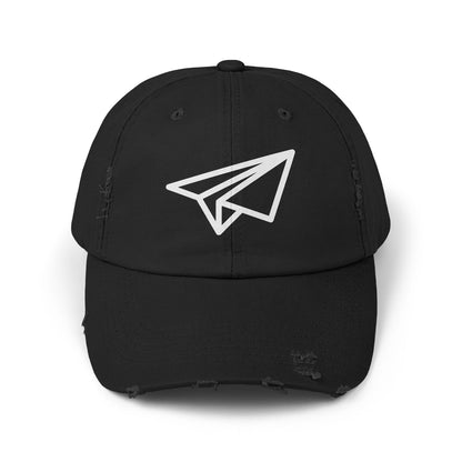 Distressed Paper Airplane Cap — Vintage Travel Baseball Hat