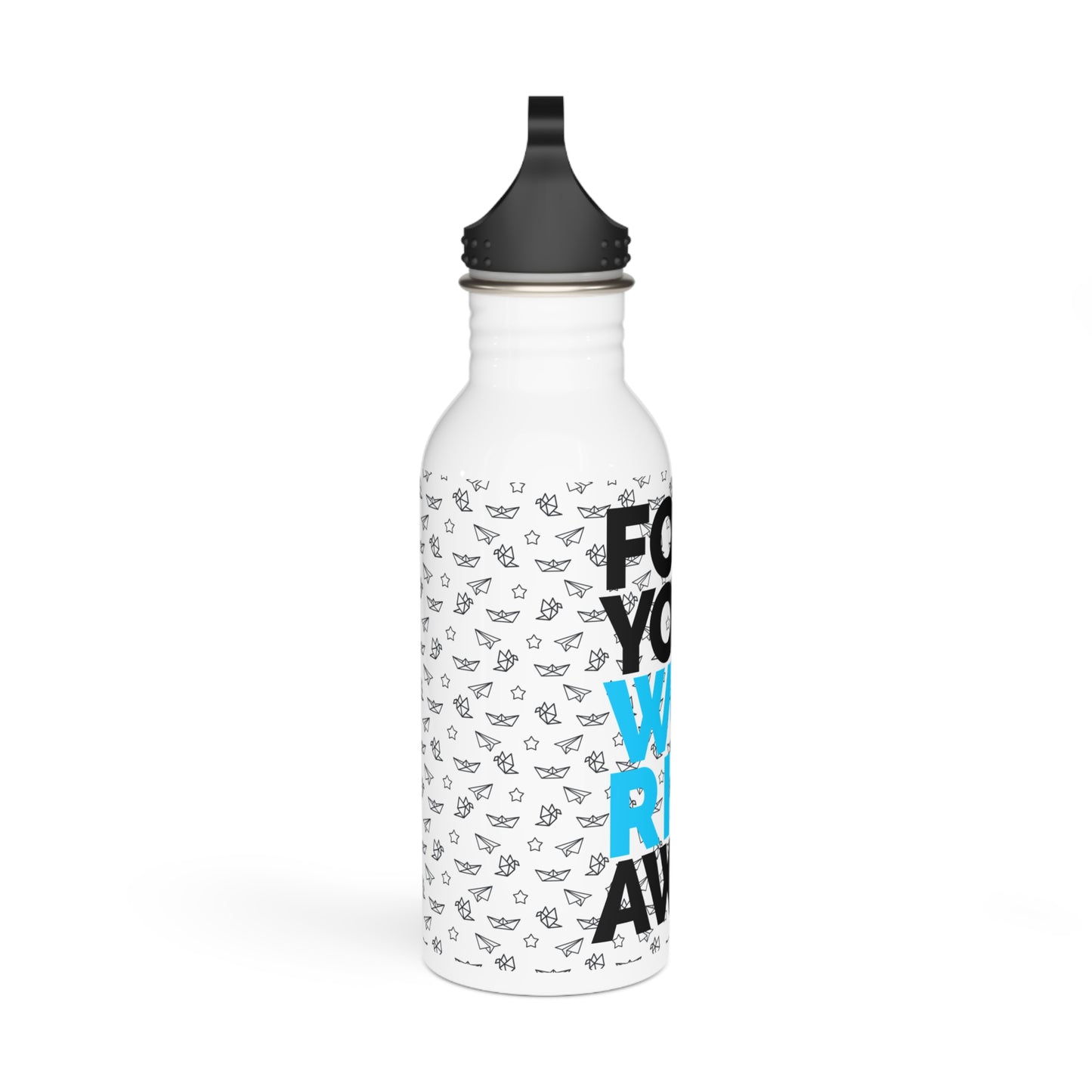 Fold Your Worries Away Stainless Steel Water Bottle — Inspirational Travel Bottle