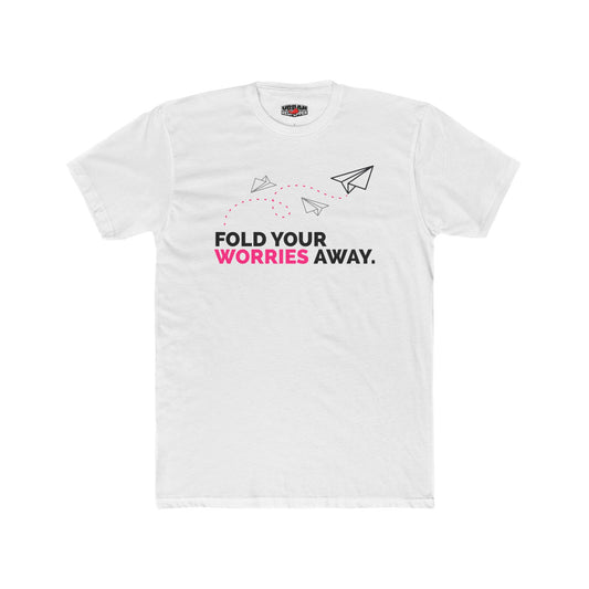 Paper Plane Tee — "Fold Your Worries Away" Relaxed Cotton T‑Shirt