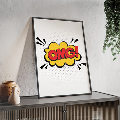 Comic "OMG!" Poster with Wooden Frame — Pop Art Wall Decor