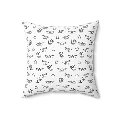 Paper Airplane Pattern Decorative Pillow — Kids’ Whimsical Nursery Accent