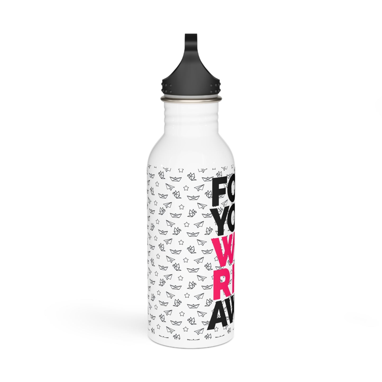 Fold Your Worries Away Stainless Steel Water Bottle — Motivational Origami Design