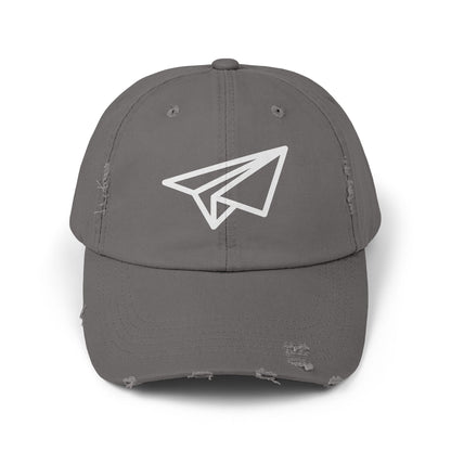 Distressed Paper Airplane Cap — Vintage Travel Baseball Hat