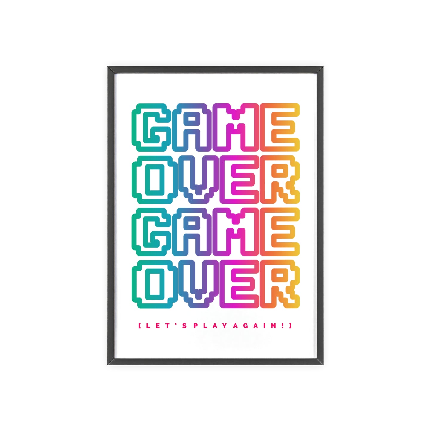 Game Over Poster with Wooden Frame — Retro Pixel Typography Wall Art (Let’s Play Again!)