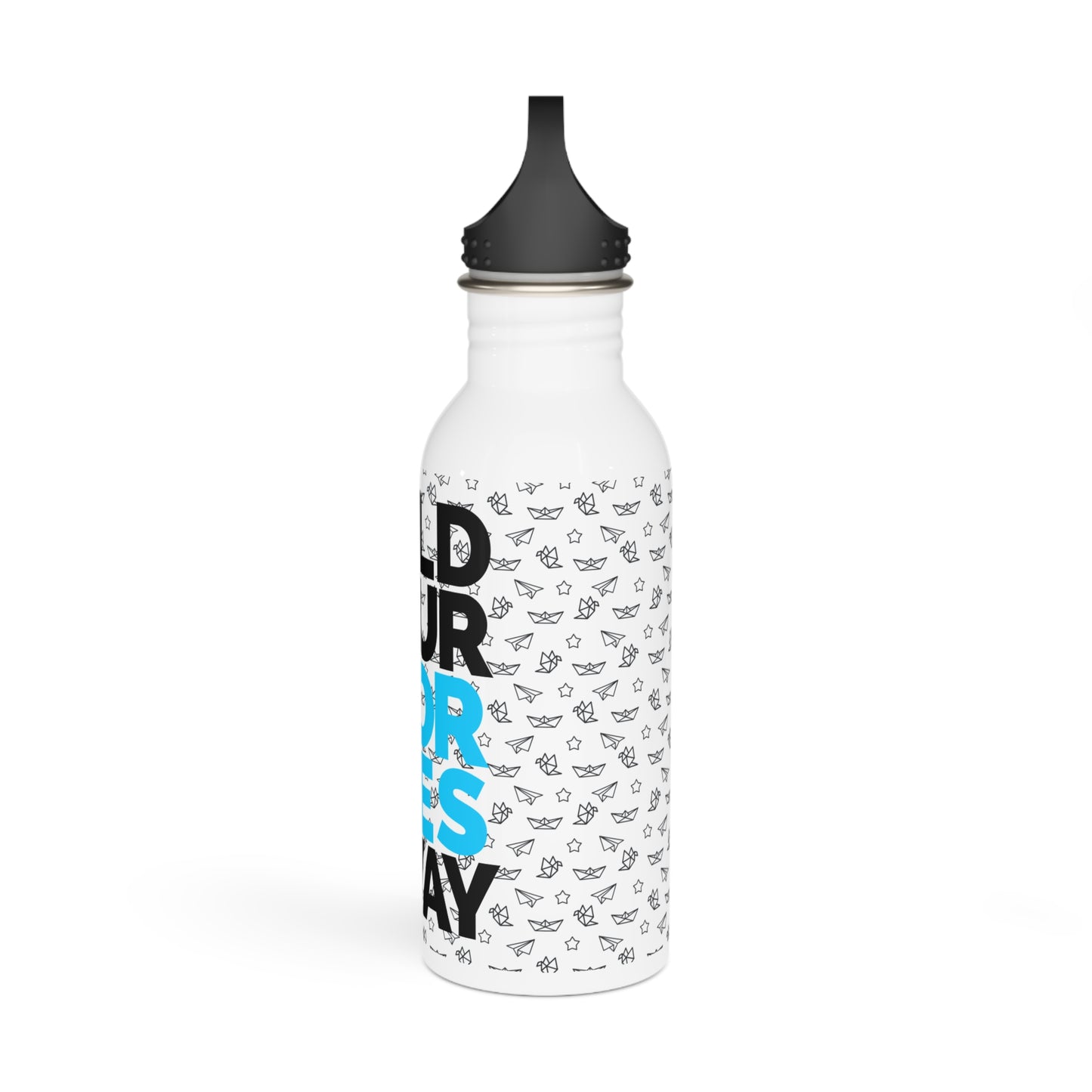 Fold Your Worries Away Stainless Steel Water Bottle — Inspirational Travel Bottle