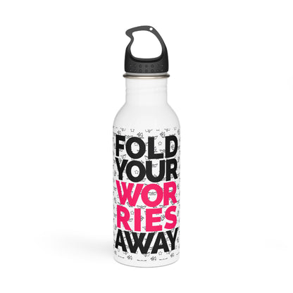 Fold Your Worries Away Stainless Steel Water Bottle — Motivational Origami Design