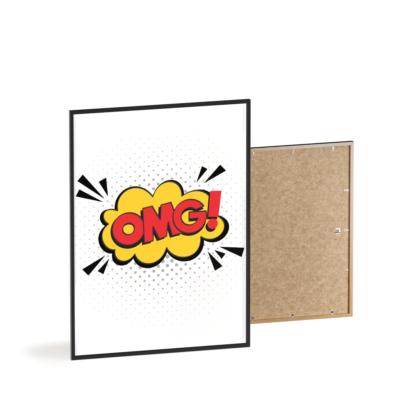 Comic "OMG!" Poster with Wooden Frame — Pop Art Wall Decor