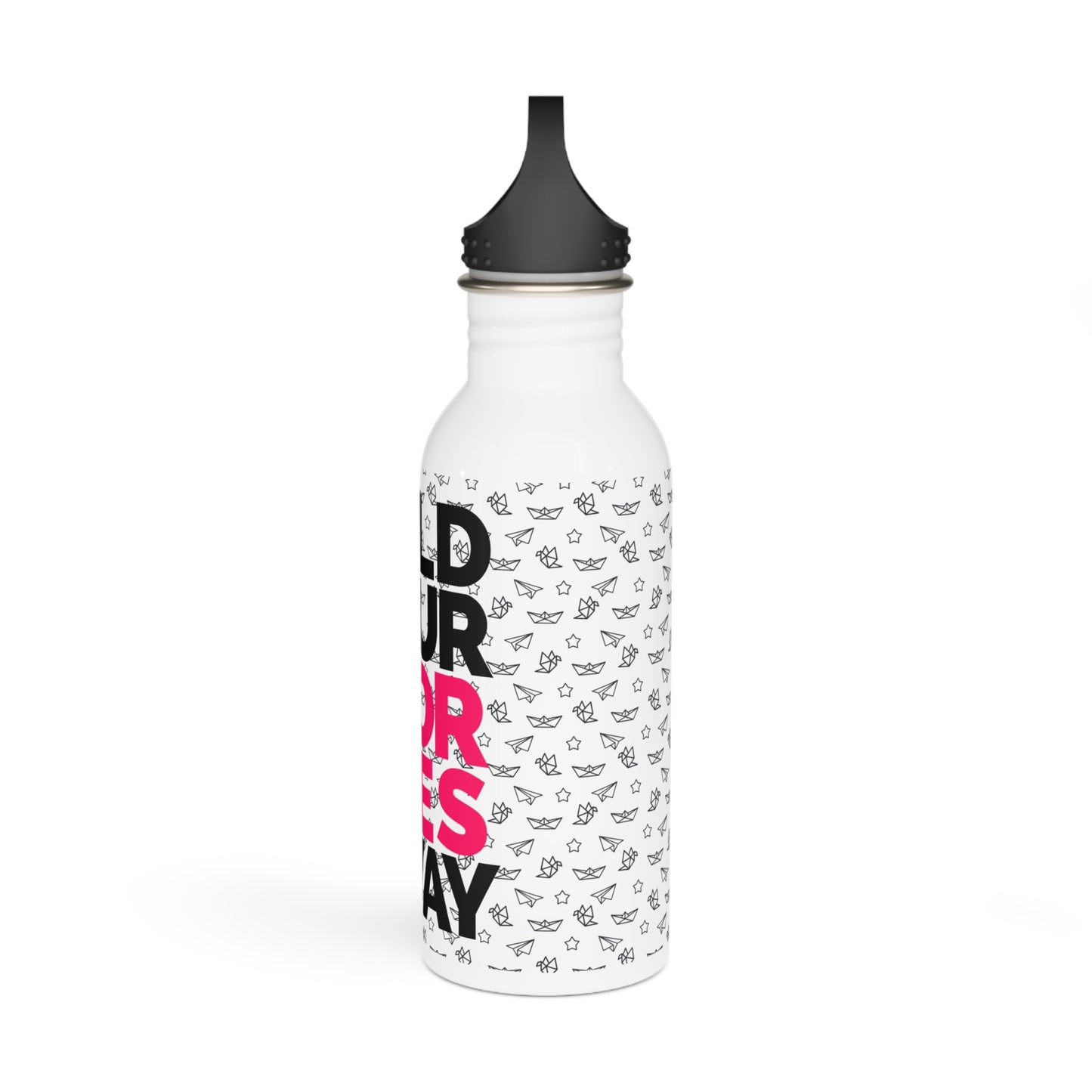 Fold Your Worries Away Stainless Steel Water Bottle — Motivational Origami Design