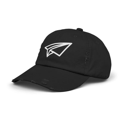 Distressed Paper Airplane Cap — Vintage Travel Baseball Hat