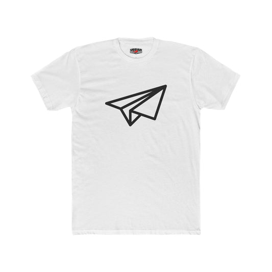 Paper Plane Tee — "Fold Your Worries Away" Cotton Crew Shirt