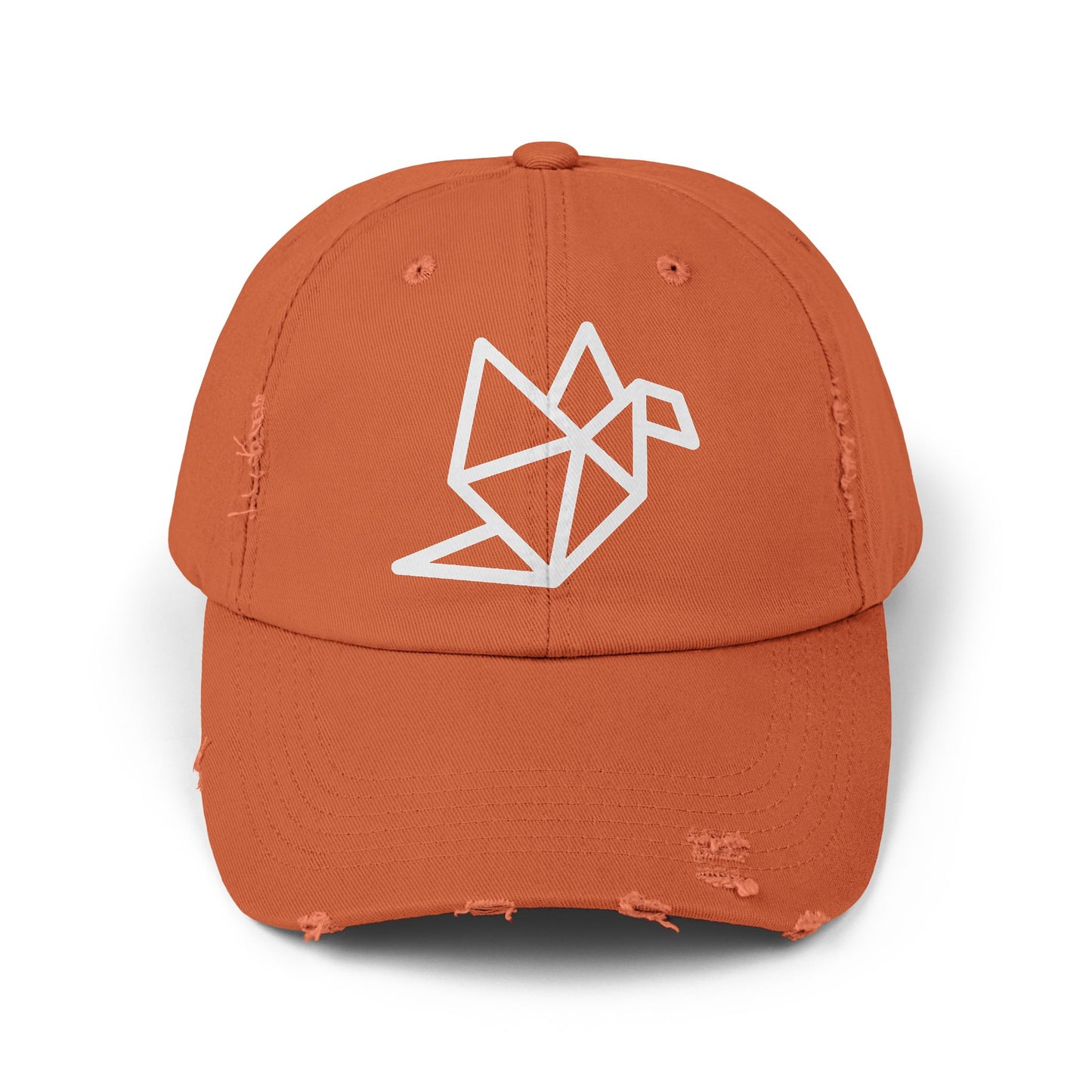 Distressed Origami Dove Cap — Minimalist Black Embroidered Hat