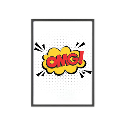 Comic "OMG!" Poster with Wooden Frame — Pop Art Wall Decor