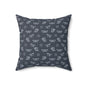 Navy Paper Plane & Star Pattern Square Pillow — Playful Kids Room Decorative Throw Pillow